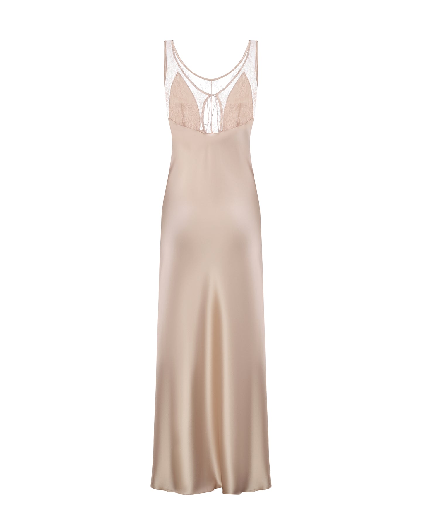 Silk maxi dress with lace