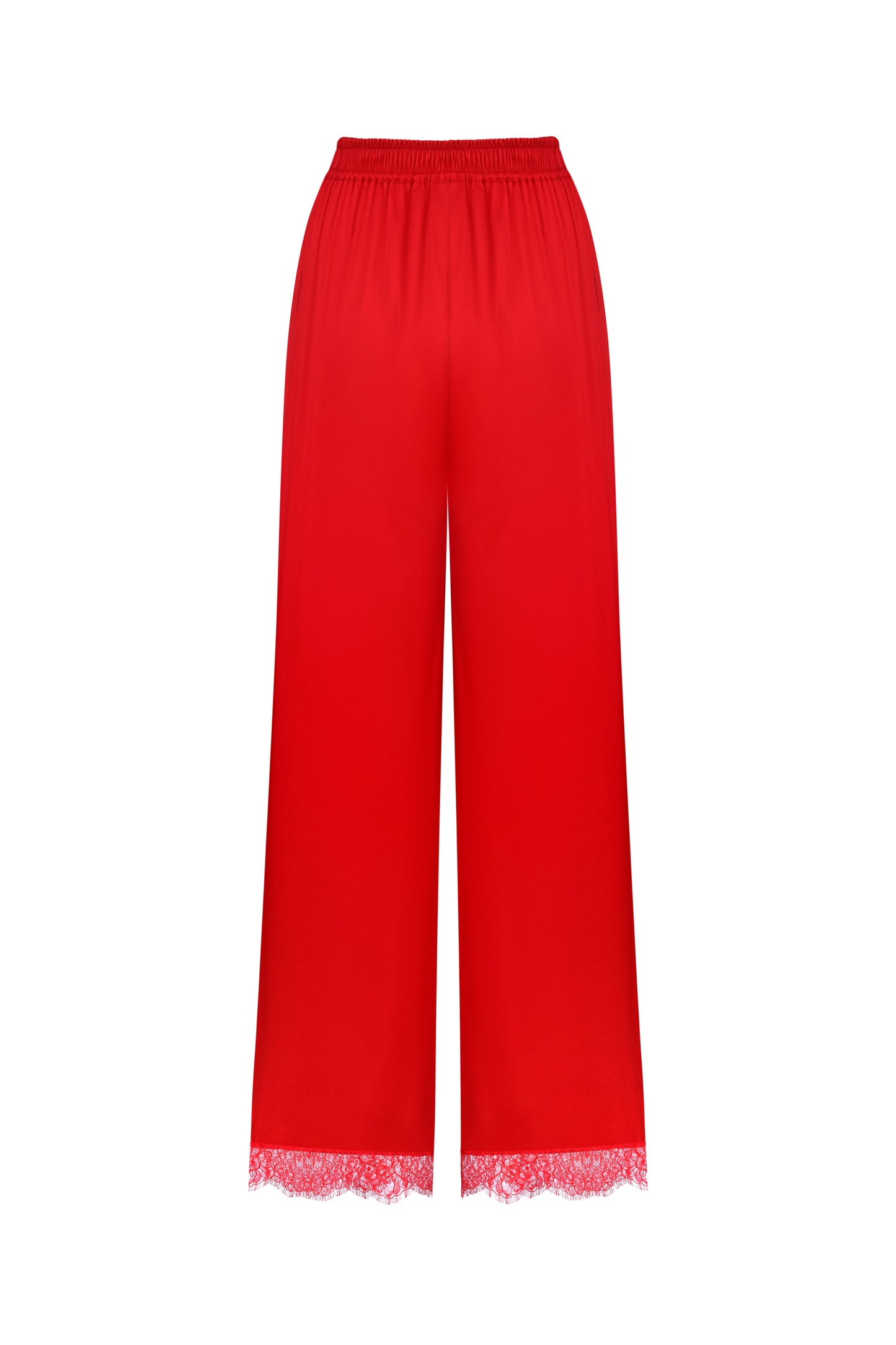 Silk pants with lace