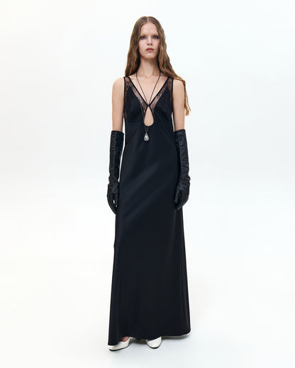 Шовкова сукня максі з мереживом