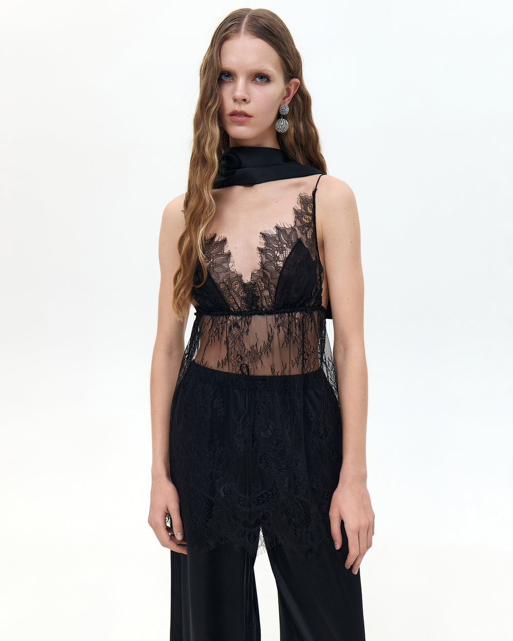 Шалик чорний шовковий