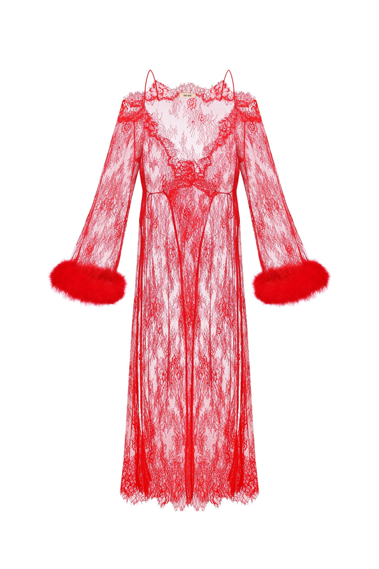 Lace cape with feathers