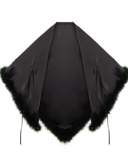 Poncho - with removable feathers - silk
