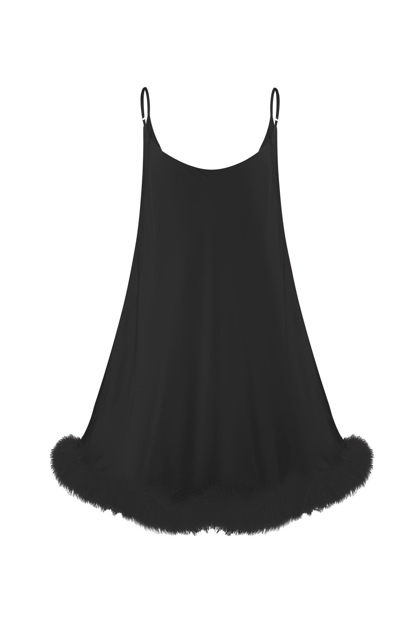 Silk mini dress with feathers