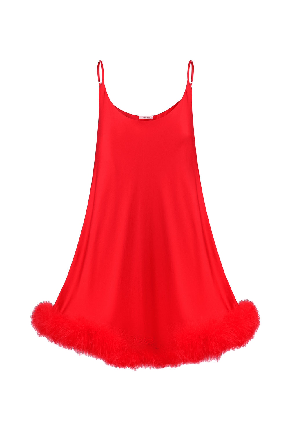 Шовкова сукня міні з пір'ям