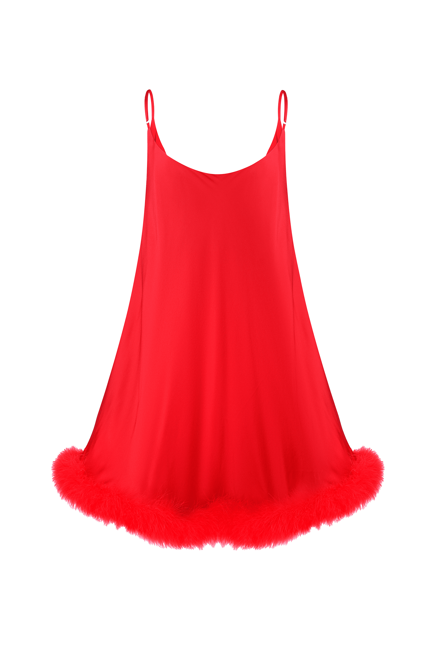 Silk mini dress with feathers