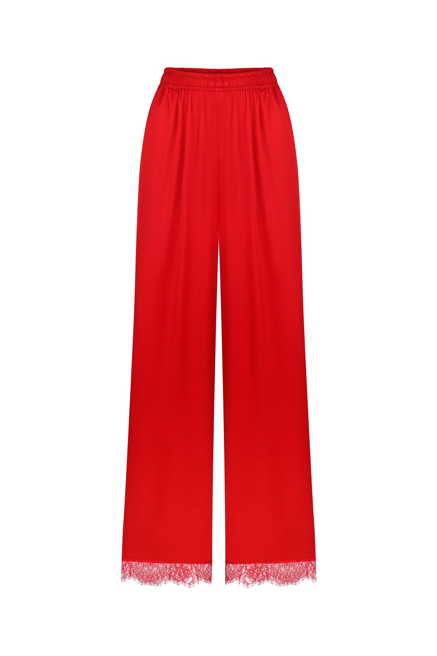Silk pants with lace