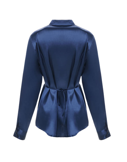 Silk shirt with a stand-up collar