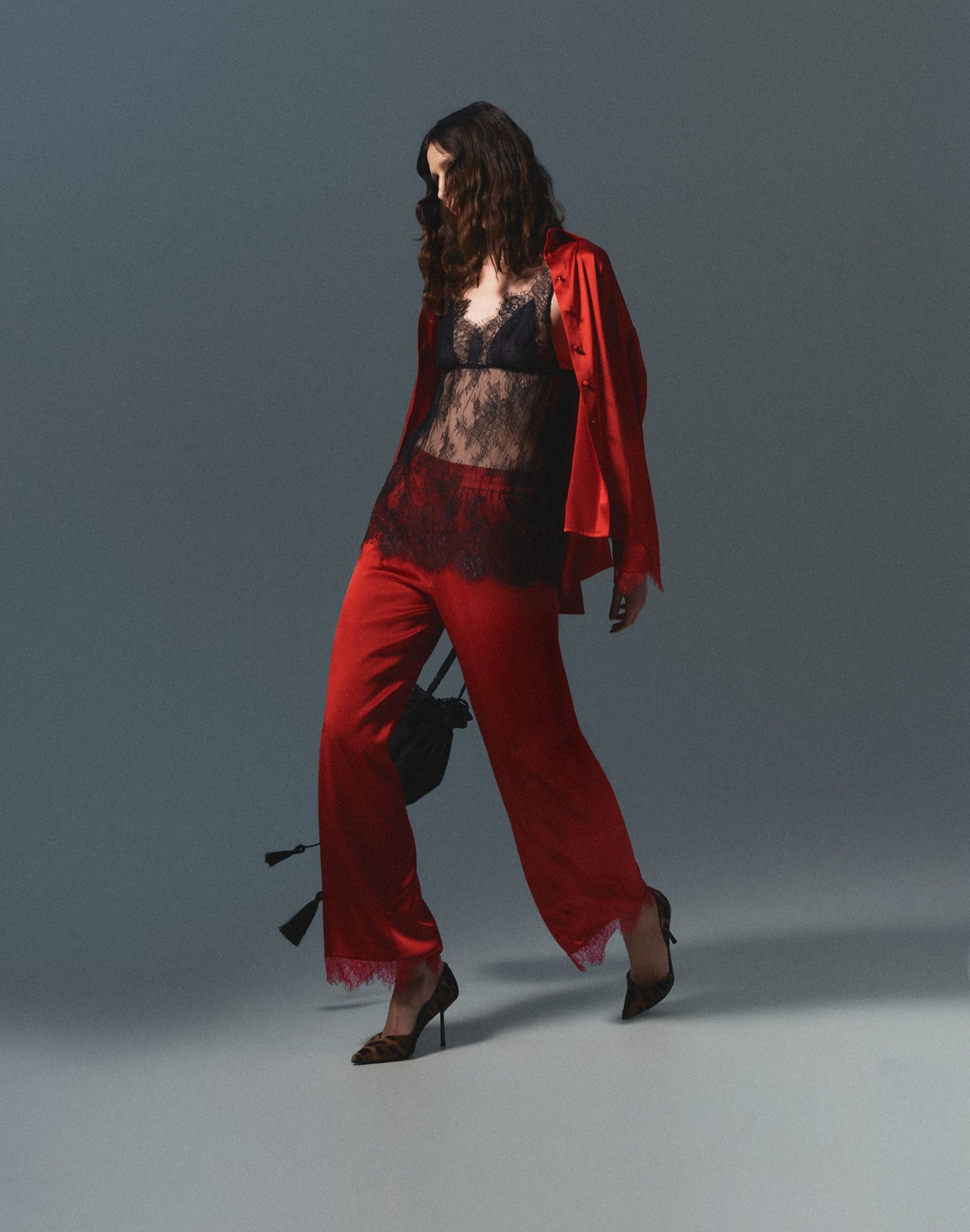 Silk shirt with lace