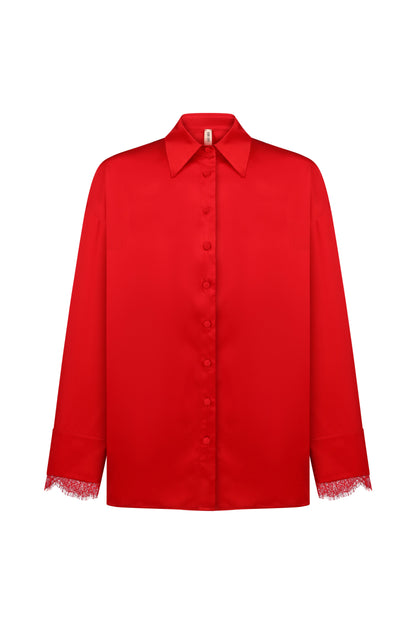 Silk shirt with lace