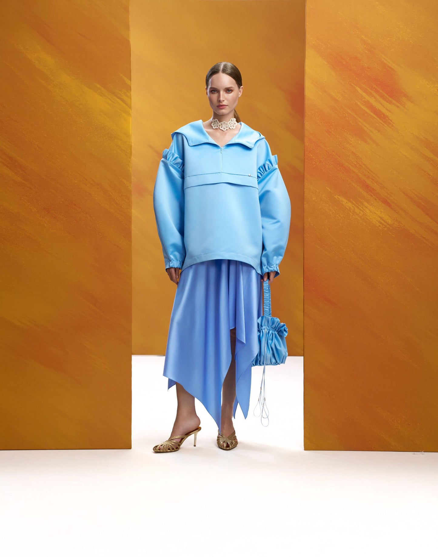 Silk skirt asymmetrical